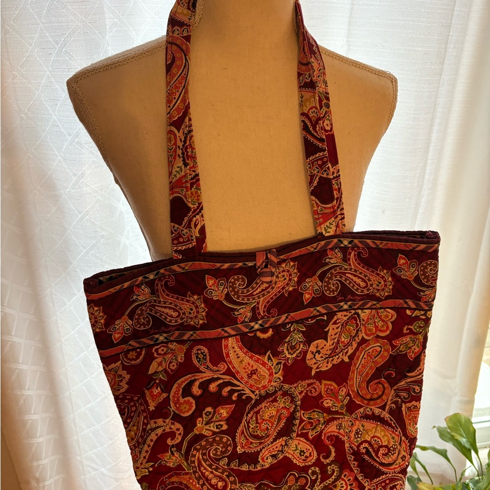 Vera Bradley burgundy and pink Paisley Tote Bag